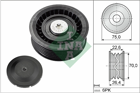 Deflection/Guide Pulley, V-ribbed belt